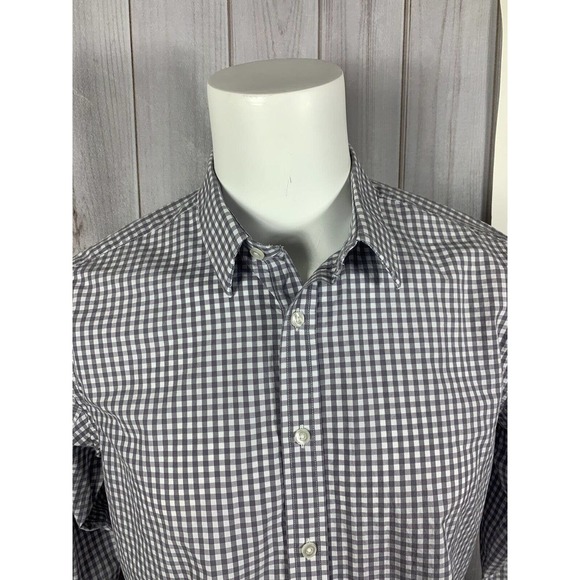 Untuckit Men’s Dress Shirt Long Sleeve Button Up Gray Check Size Large Cotton - Picture 5 of 12